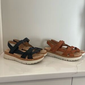 Easy Spirit 2 pairs sandals.  Black and Tan